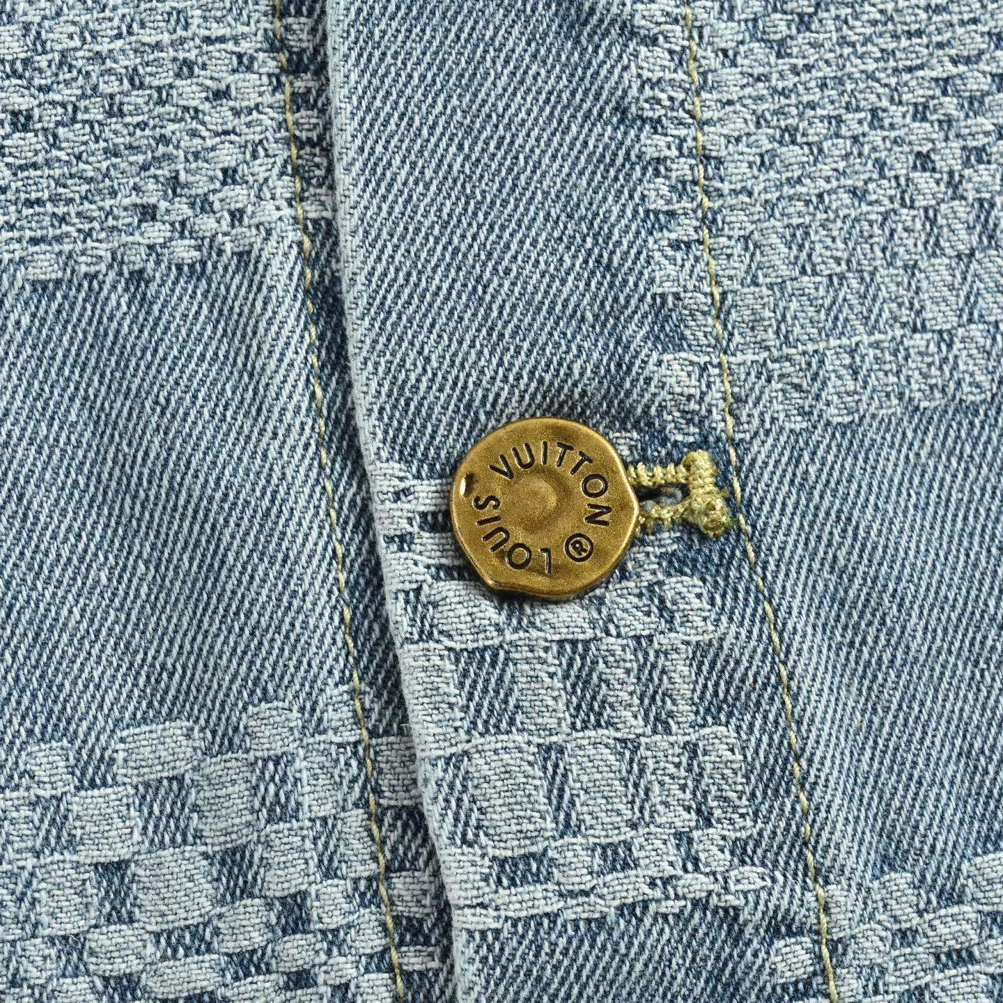 Louis Vuitton/Louis Vuitton checkerboard suit denim short-sleeved shirt